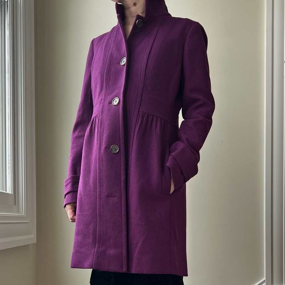J CREW FACTORY‎ Skirted Dress Coat Wool Blend Purple Coquette Girly Feminine 4